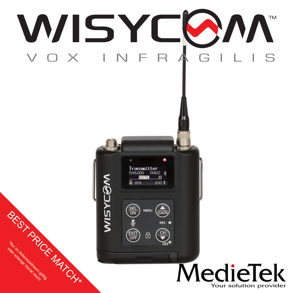 Wisycom MTP60 EUX BT1 Taschensender, 470-832 MHz, 100 mW